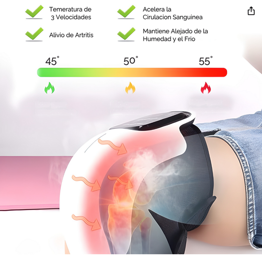 Alivio360, Masajeador de Rodilla Inteligente, con Compresa Caliente y Eficiente